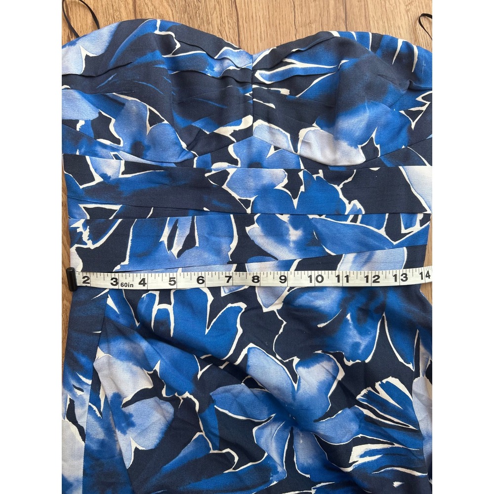 Michael Kors Collection Silk Strapless Floral Midi Dress Blue Designer Luxury - Picture 10 of 11
